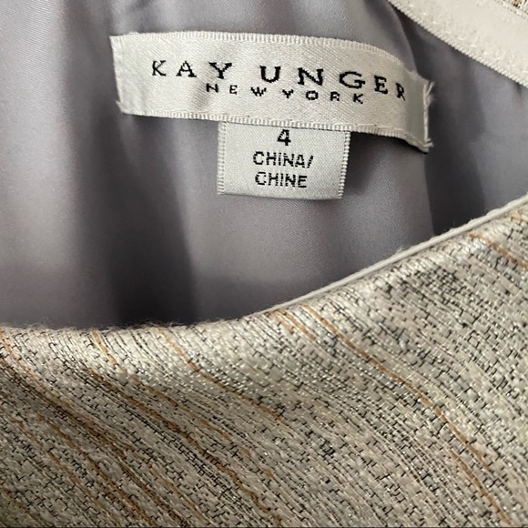 Kay Unger Metallic Stripe One Shoulder Gown 4 NEW - Picture 12 of 12